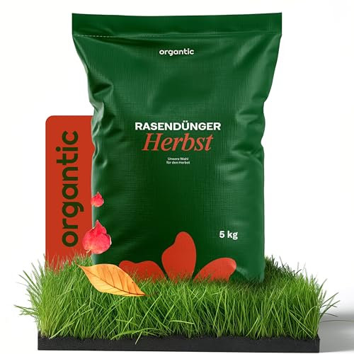 organtic Herbstrasendünger 5kg - Rasendünger mit Kalium für Herbst & Winter - Unterstützt sattgrünen Rasen, Moosverdrängung & starke Rasengräser - Für organische Rasenpflege im Garten