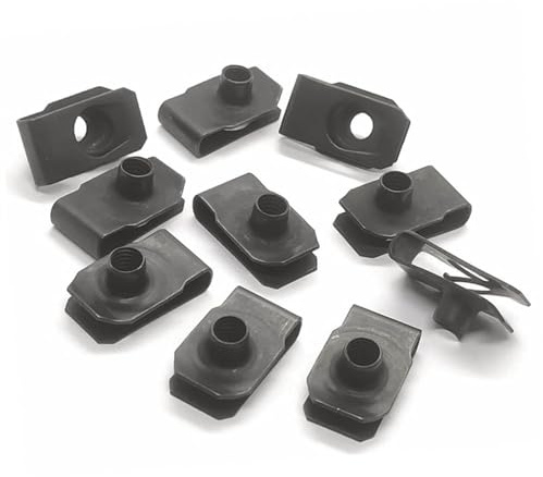 Viti per auto 10 Pz Nero Tipo U Clip Con Filettatura M6 6mm Reed Nuts Clip Per Targa Per Auto Moto Scooter ATV Ciclomotore