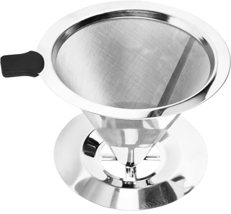 Wvu & Wvo Soporte de Filtro de Café de Acero Inoxidable, Reutilizable, Accesorio para Producción Manual (1-2 Tazas)