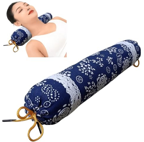 APSWUDR Wormwood Pillow，Chinese Style Cylindrical Pillow, Neck Pillow, Neck Pain Relief Pillow, Neck Pillow, Activating Collaterals and Calming Nerves 1P (Blue and White Porcelain)
