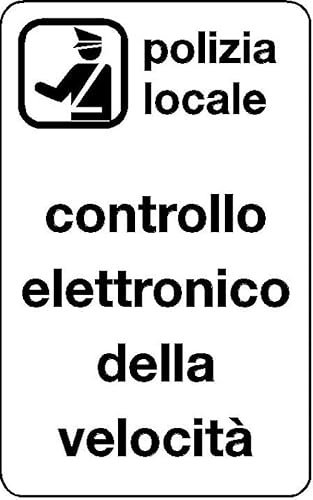 GLOBAL CARTELLO IN LAMIERA SCATOLATA RETTANGOLO 60X40 cm - CONTROLLO ELETTRONICO DELLA VELOCITÀ - SEGNALE CATARIFRAGENTE (Classe 1)