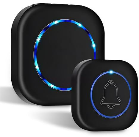 3JG® Timbre inalámbrico exterior impermeable, Enchufable, 300m Alcance IP55 Impermeable, 38 Melodías Ajustables, 4 Niveles de Volumen (0-110dB), Adecuado para Hogar, Hotel, Emergencia, etc.