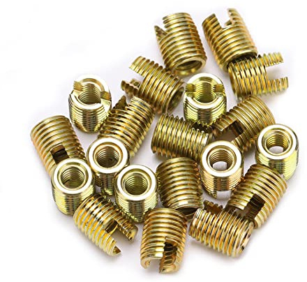 Selbstschneidende Gewindeeinsätze aus Kohlenstoffstahl 302, 20-teiliges Zubehör, Große Kontaktfläche, Vibrationsfestigkeit, Einfache Installation, für (Innen M10*1,5, Außen