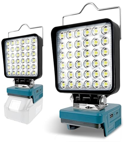 Portable Cordless LED Work Light Lamp for Makita 14.4V-18V LXT Battery, with USB & Type C PD18W Dual Fast Charging Port, Garage Lights, Camping Lights, Job Site Spotlights(No Battery)