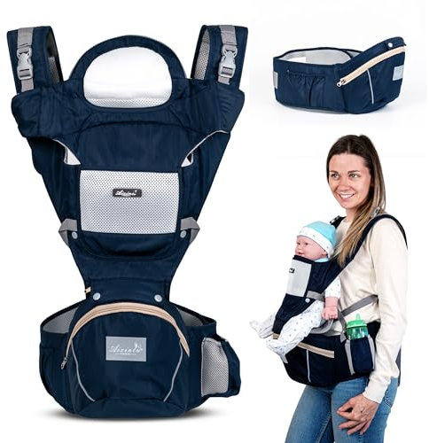 QUIMETS | Mochila Portabebés 6 en 1 Recién Nacido Transpirable y Ergonómica – Suave, Ligera e Ideal para Largos Paseos – Ajuste Cómodo para Mamá y Papá – Incluye Muselina de Regalo