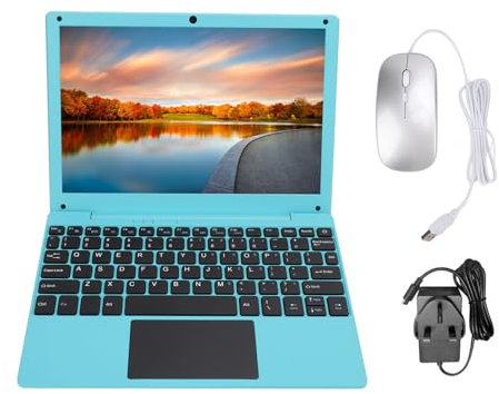 10.1 Inch Laptop Computer, Quad Core Processor Laptop Netbook Computer, Type C Charging Built in Camera Wireless Fidelity USB Port Laptop for Android 12.0 (UK Plug 4GB+128GB)