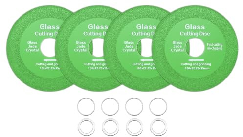 sourcing map 4 Pack Glass Cutting Disc 4 Inch for rotary tool Diamond Cutting Disc Ultra-Thin Saw Blade Wheel with 7/8 Arbor for Cutting Grinding Jade Crystal Tile Ceramic