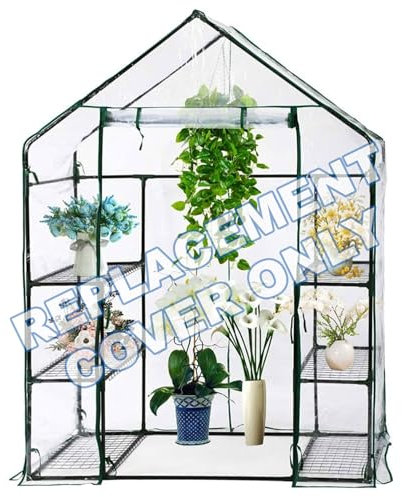 Taylor & Brown Replacement Spare Clear Plastic PVC Cover for Walk In Greenhouse, 143x73x195cm, Plant/Grow Houses Cold Frames Fits Most Walk In Greenhouses