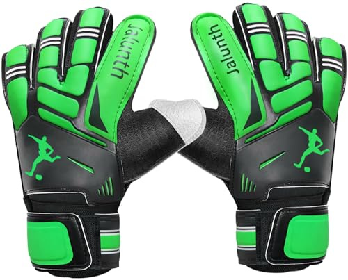 Jalunth Torwarthandschuhe Fingersave Kinder Erwachsene Herren Damen Torwart Fußball Fussball Handschuhe Fingerschutz Jungs Jungen Mädchen Männer FußballHandschuhe mit Rutschfes Latex