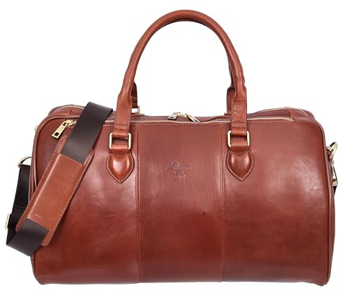 Reisetasche aus echtem Leder, Wochenende, Handgepäckgröße, Reisetasche Cornwall, hautfarben, M, Reisetasche
