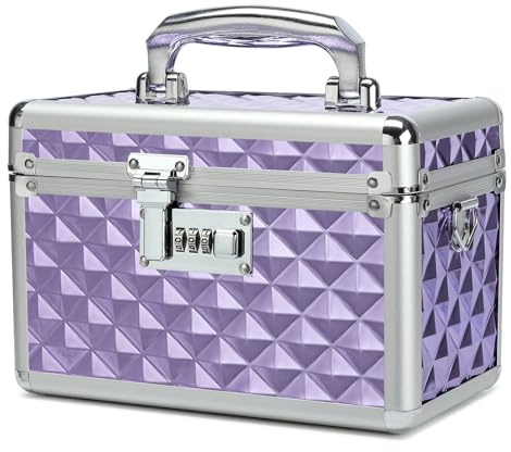 HEWEI WORKS Storage Lock Box with Combination Lock, Lockable Medicine Storage Box, Empty First Aid Box, Security Lockbox, Multipurpose Locking Case for Home and Outdoor Use (Purple, Small)