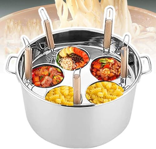 Olla caliente comercial para cocinar pasta, olla para espaguetis de acero inoxidable con divisor y colador, una olla para múltiples usos, ideal para puestos de comida, restaurante