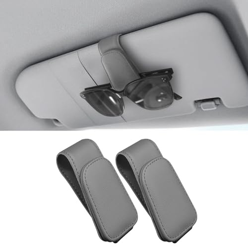 2 Stück Brillenhalter für Auto Leder Magnetischer Sonnenbrillenhalter Auto Universal Auto Visier Brillenhalter Sonnenbrillen Halterung für Auto Zubehör, Ticket Karten Clip Brillen Halterung Geschenke