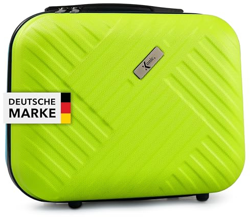 Xonic® Design Kosmetikkoffer aus ABS Hartschale – Robustes Beautycase als Handgepäck - Kosmetiktasche für Reisen – leicht & stabil (Neon Grün)