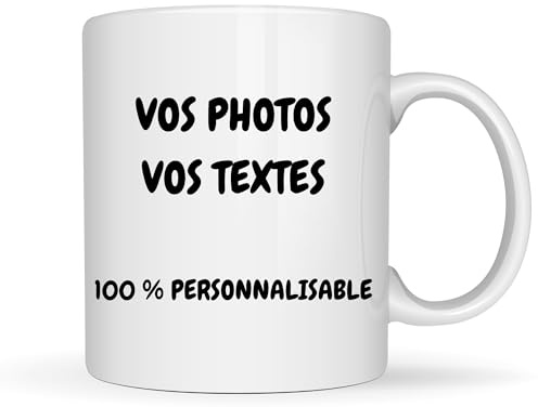Annoncea Mug personnalisable avec photo, texte | Tasse personnalisée | Céramique, intérieur coloré, Magique, Porcelaine, Email | Idée cadeau personnalisée