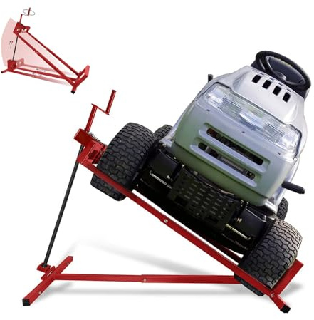 LZQ Rasentraktor Hebevorrichtung aus Stahl Rangierwagenheber für Rasentraktor Aufsitzmäher und Gartentraktoren, Aufsitzmäher Heber bis Tragfähigkeit 400kg Rot