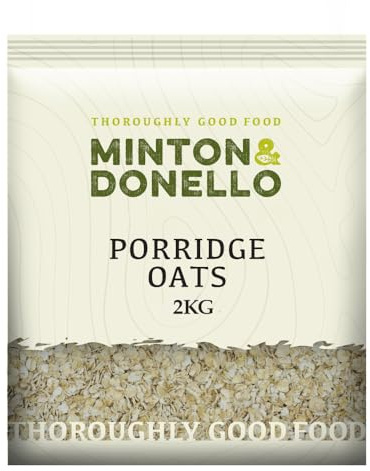 Minton & Donello 2Kg Porridge Oats - Wholegrain, High in Fibre, Source of Protein & Iron, Low in Sugar, Salt & Saturated Fat