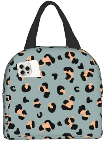HYEPNED Leopard Print Insulated Lunch Bags for Women & Kids & Girls & Adults & Ladies, Waterproof Leak-Proof Cool Bag for Work School