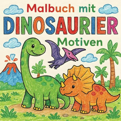 Malbuch mit Dinosaurier Motiven: Dinosaurier Malbuch für Kinder | 93 Seiten, 22x22 cm | Über 40 Dinosaurier zum Ausmalen | Mit Lerntexten zu jedem ... oder zur Beschäftigung in der Freizeit