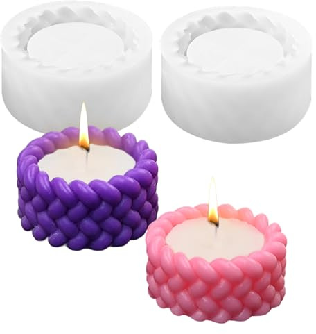 NIXRET Stampi in Silicone stampi di colata, 2 Pezzi portacandele Stampo in Silicone per Candele vasi da Fiori Fai da Te Riutilizzabile tealight Titolare stampi per Cemento Gesso Resina epossidica
