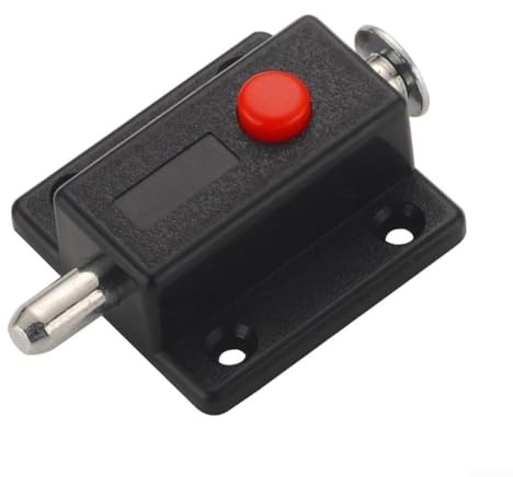 Zoegneer 10 cierres automáticos de puerta con resorte, pernos de puerta, cerradura de botón con resorte, cerraduras de gabinete, accesorios de seguridad para armario, cajón (10 unidades, negro)