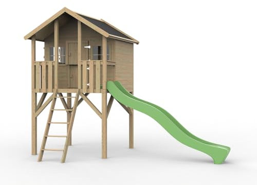 Prestige Garden Stelzenhaus Big House KDI | 203x281,5x323 cm | 150 cm Podest | Mit Leiter, 3 Fenstern & Fensterläden | Kesseldruckimprägniert