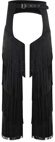 Alvivi Chaps Cow-Boy Homme Pantalon Costume Cow-Boy Western À Franges Costume Hippie Carnaval Halloween Clubwear