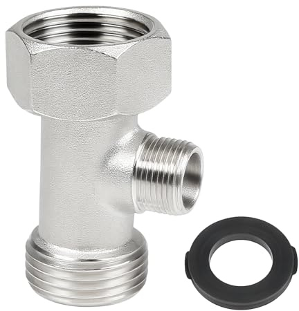 Bidet T Adapter, 3-Way Tee Connector 7/8x7/8x3/8 with Gasket - Toilet Faucet Splitter & Shower Head Diverter Valve for Bidet Sprayer Attachment, Bidet Hose Fitting for RV & Home Plumbing