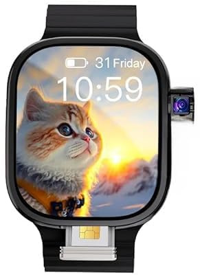JC02 Pro Montre intelligente Amoled 2,2 Écran incurvé 448 x 528 Caméra rotative à 180° GPS WiFi Android 9.0 Smartwatch Carte SIM Noir 4 + 128 Go