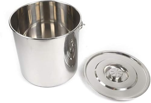 20L Eimer Edelstahl, Edelstahl Milcheimer Lebensmittel Wassereimer 20L Küche Lebensmittel Sicher mit Deckel Melkeimer Küche Eimer Futtereimer Milcheimer SektkühlerEiseimer