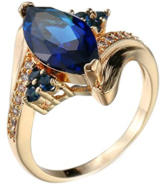 Bagues de fiançailles en zircone cubique plaqué or noir pour femme - Forme marquise