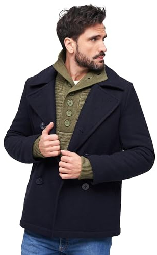 Brandit Pea Coat, Color: navy, Size: 3XL