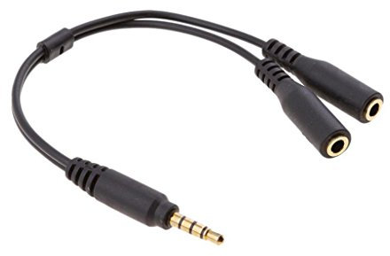Homyl Audio Stereo Y Splitter Extension Cable 2.5mm Male to 2 Port 3.5mm Female for Earphone, Headset Splitter Adapter, Metal Black