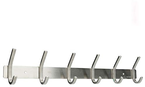 Jaysamay Befestigen Ohne Bohren Kleben Doppelhaken Hakenleiste Kleiderhaken - 304 Edelstahl Wandgaderobe Bademantelhaken Handtuchhalter Garderobenhaken Wandhaken mit 6 Haken