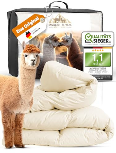 Engelshof Alpaka Bettdecke, Alpaka Decke 135 x 200 cm, Sommer leicht Duvet Alpaka Wolle ist viel Besser als Kamelhaardecke, Schafwolle Bettdecke oder Lama Decke mit 700g Alpakawolle