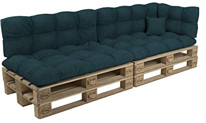 POKAR Palettenkissen Palletenauflagen Palettenpolster Palettensofa Palettenmöbel 6er Set: Sitzkissen 120x80 + Rückenlehne 120x40, Dunkelgrün