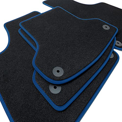 teileplus24 NL-109 Fußmatten kompatibel mit VW Polo 4 9N 2001-2009 Premium Automatten 4-teilig Nubuk, Bandeinfassung:Blau