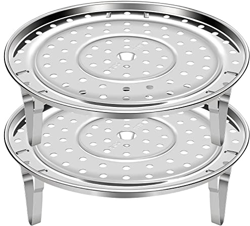 Mini Skater 2 Pack Thicken Stainless Steel Steamer Rack Insert Stock Pot Steaming Tray Stand Cookware Tool bread Tray Kitchenware Cooking Tools (8.5inch)