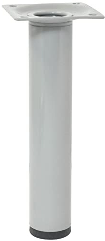 WAGNER Möbelbein/Tischbein/Möbelfuß/Verstellfuß Telescope - Ø 30 x 160-250 mm, Anschraubplatte 60 x 60 mm, ausziehbar, Industriestahl pulverbeschichtet hellgrau - 12182701