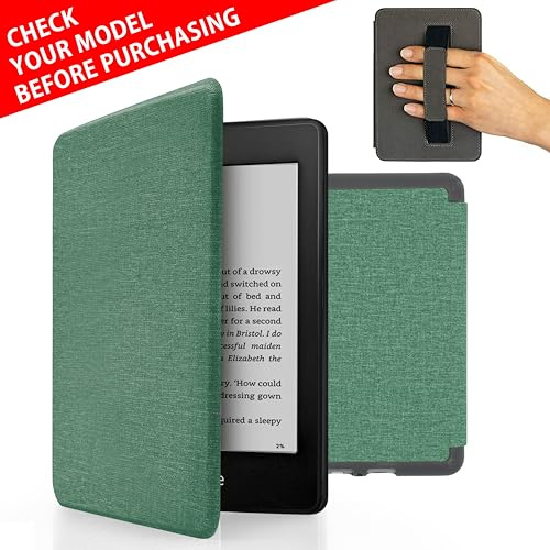 MyGadget Hülle für Kindle Paperwhite 10.Generation [ Modell 2018 - PQ94WIF - 6 Zoll ] mit Handschlaufe & Auto Sleep | Wake Funktion - Flip Case in Türkis