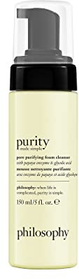 philosophy purity made simple pore purifying foaming facial cleanser - with papaya enzyme & glycolic acid - face wash removes dirt and impurities from pores - 5 fl oz