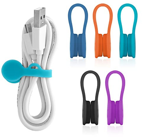 5 Bridas Reutilizables de Silicona, Organizador Magnético Fuerte para Cables USB (7 cm)