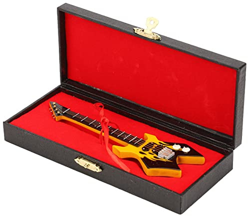 TOTITOM Mini Chitarra Modello 6.2in Mini Bass Simulazione Collezione di Strumenti Decorativi Classici Modello di Chitarra in Miniatura per Camera da Letto Studio(Giallo) Regalo di San Valentino