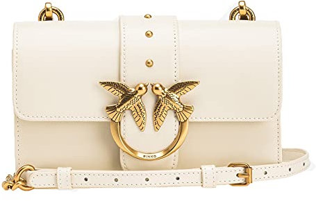 Pinko,MINI LOVE BAG ONE SIMPLY,Z14Q Bianca-Antique Gold,Donna Borsa,Taglia Unica