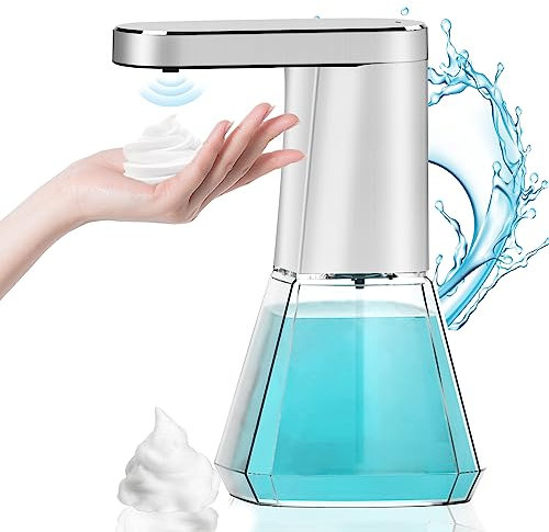 Dispenser di sapone automatico, 400 ml, erogatore di sapone elettrico con sensore, dispenser automatico di sapone in schiuma con 3 livelli regolabili, dispenser di sapone No Touch per cucina bagno