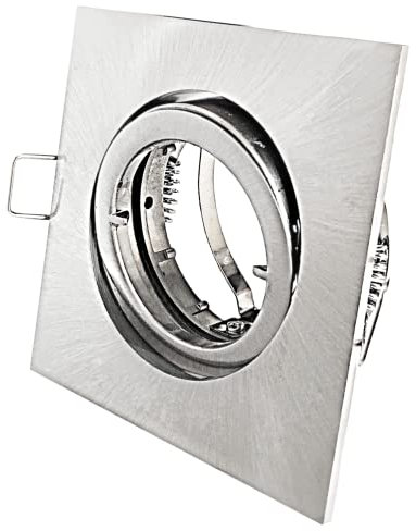 ETT Distribution GmbH 2 x Decken Einbauleuchten 230V inkl. GU10 Fassung Farbe Edelstahl geb. Einbaustrahler Laura Eckig Deckenspot Schwenkbar