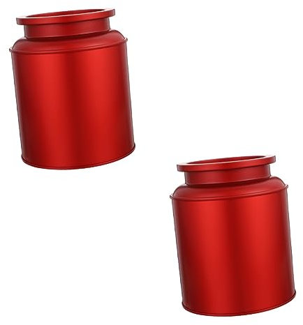 Amosfun 2pcs Food Storage Containers Lids Airtight Tinplate Storage Unit Tea Leaves Jar