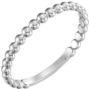 Stapelbarer Perlenring aus 14 Karat Weißgold, 2 mm, US-Größe 6,5, Schmuck für Damen, One Size, Metall Weißgold Goldfarben Metall: Weißgold, Kein Edelstein