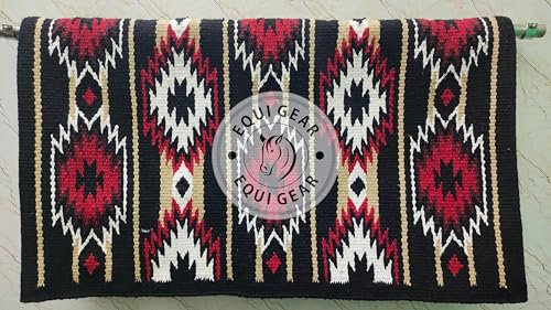 EQUIGEAR Western Show Horse Satteldecke aus neuseeländischer Wolle, Western-Design, handgefertigte Satteldecke, Wollpolster, Sensor Flex (Anpassung möglich), WI28 (34x42)