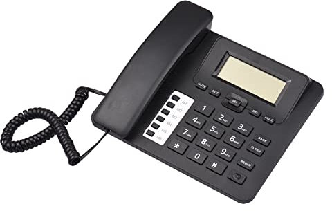 Telefono con cavo nero Scrivania Telefono Fisso DTMF/FSK Supporto Sistema Dual Mani Libere/Rifilato/Flash/Quick Mark/Controllo del Volume Campanello Chip IC Built-in Suono